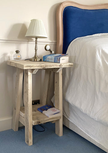 Rustic Side Table made from Reclaimed Wood Bedroom Nightstand, Set of Two