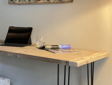 Rustic Desk Table with Industrial Hairpin legs - Handmade from Reclaimed timber desk