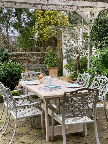 Rustic Farmhouse Outdoor or Indoor Kitchen Table with Wooden Legs. Handmade to order.