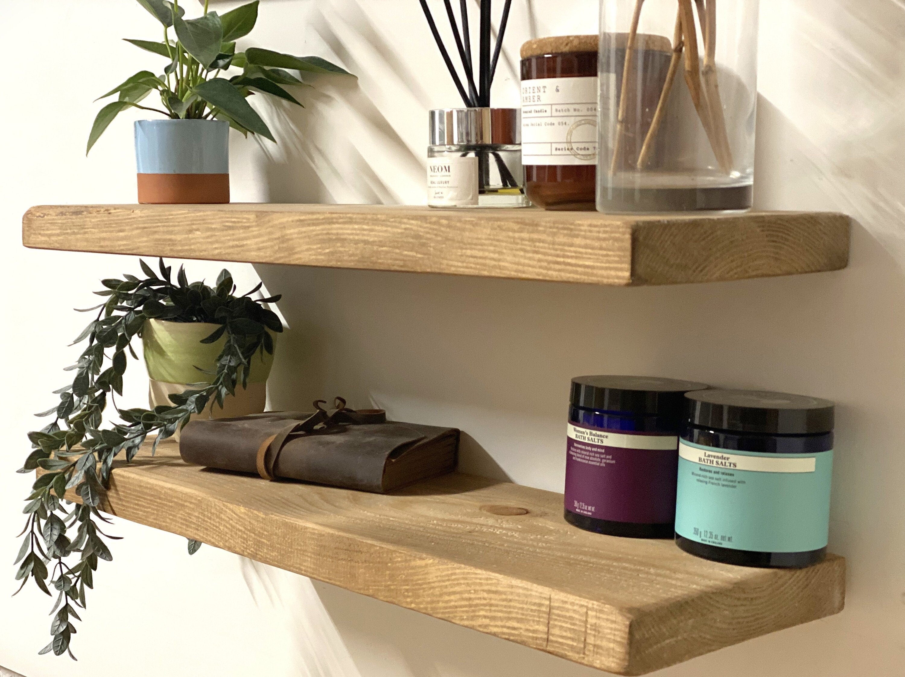 Floating shelves Rustic Shelf made from reclaimed Scaffold Board Shelves for walls, Shelve Books 20cm Deep wall fixings included