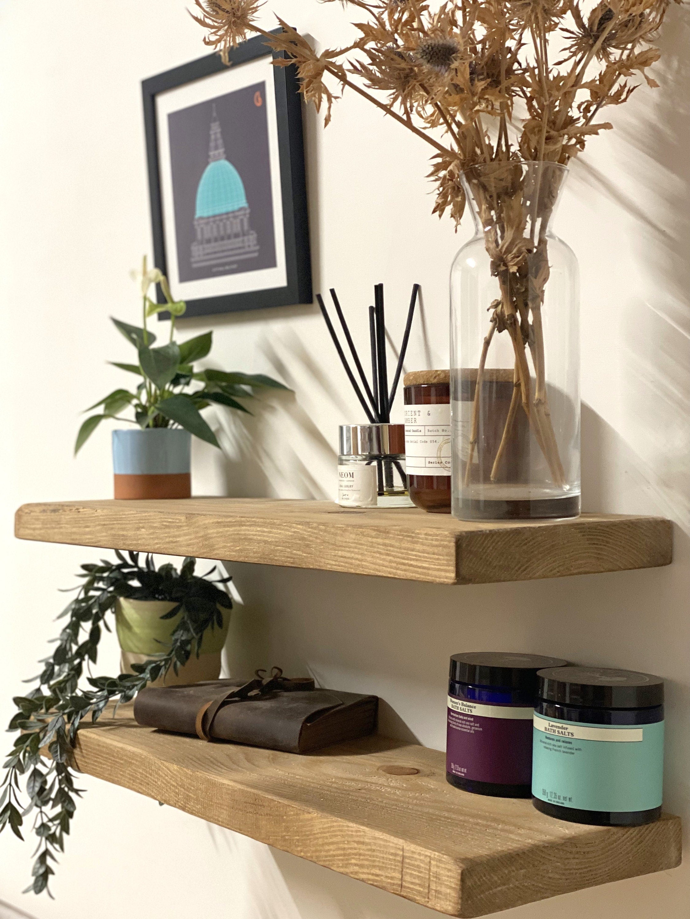 Floating shelves Rustic Shelf made from reclaimed Scaffold Board Shelves for walls, Shelve Books 20cm Deep wall fixings included