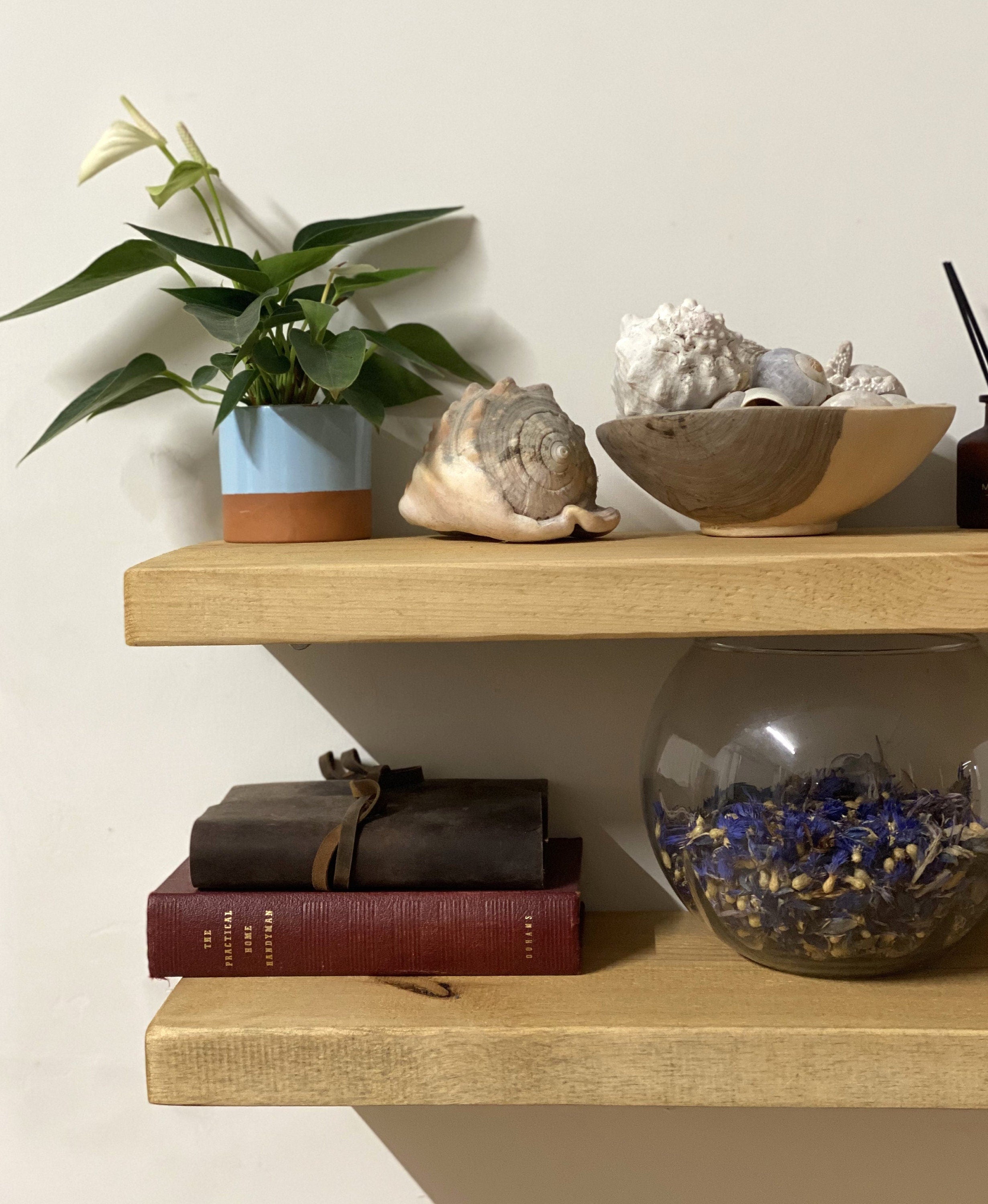 Floating shelves Rustic Shelf made from reclaimed Scaffold Board Shelves for walls, Shelve Books 20cm Deep wall fixings included