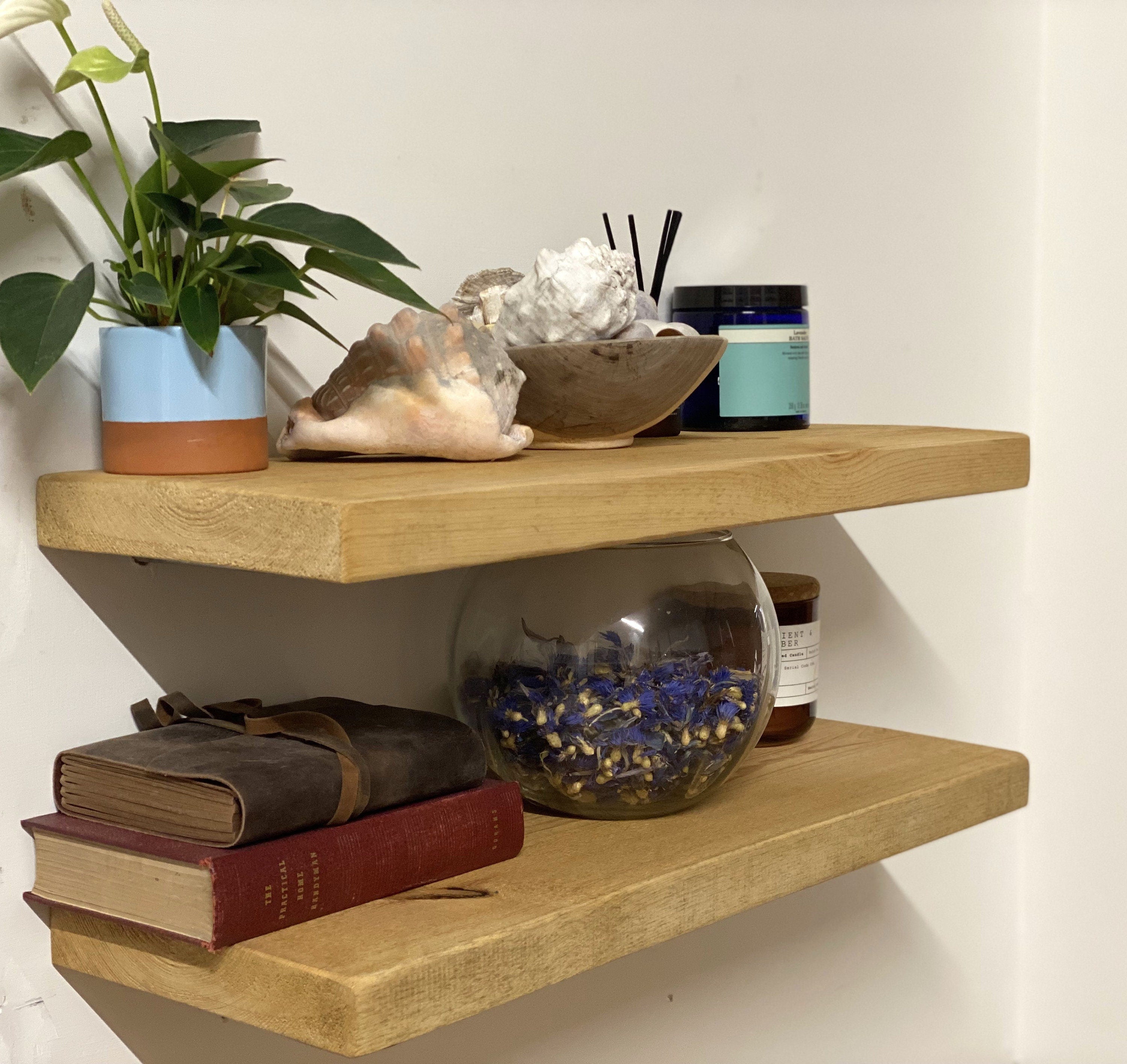 Floating shelves Rustic Shelf made from reclaimed Scaffold Board Shelves for walls, Shelve Books 20cm Deep wall fixings included