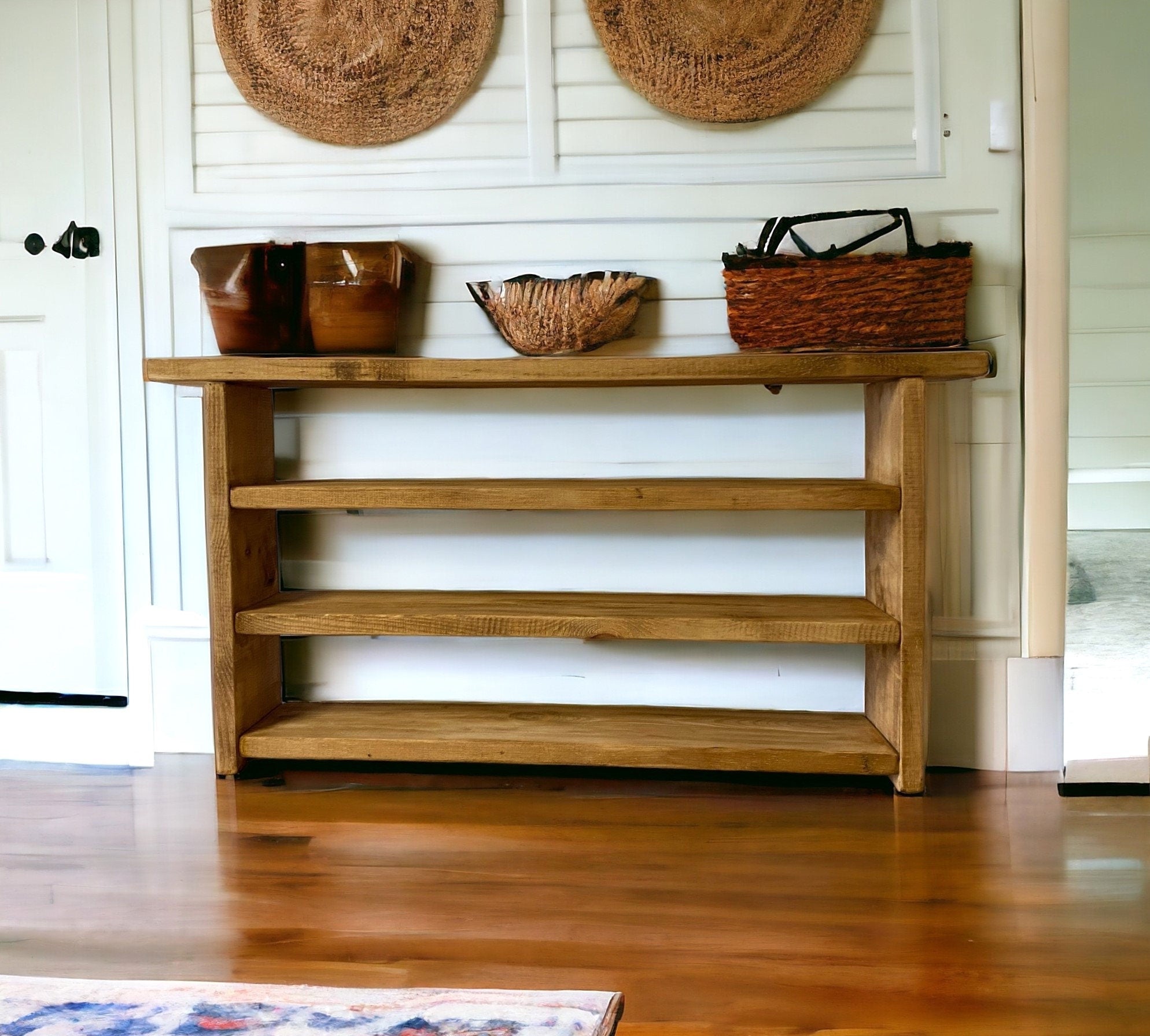 Stunning Rustic Reclaimed wooden shoe bench, shoe rack, shoe storage hallway bench 3 Tier 72cm High